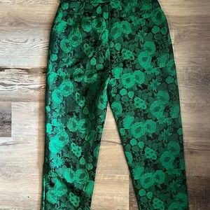 VICI brand dress green and black filigree lace pants with belt. MED. Runs small